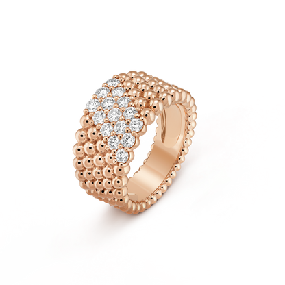 18K Celestial Perl̩e Diamonds Five Rows Ring