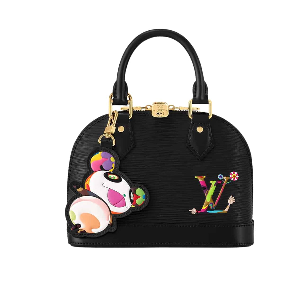X Murakami Alma BB Epi Grained Leather Top Handle Bag Black 23Cm M13670 ALMA Bag