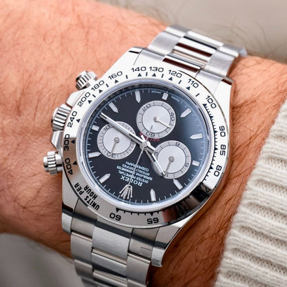 Regency Racing Chronograph 40 mm Timelesssteel Steel Bezel Bright black and steel Dial 126509 6501