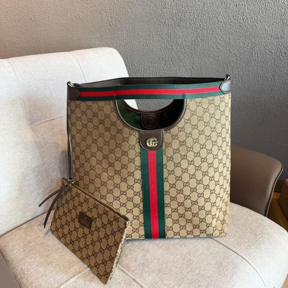 Giglio Large GG Monogram Canvas Tote Bag Beige And Brown 39Cm 865452 FAFZE 9871 Giglio Bag