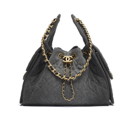 25 Small Washed Denim Handbags Black 26cm AS5293 B20520 U0725 25 New Collection Bag