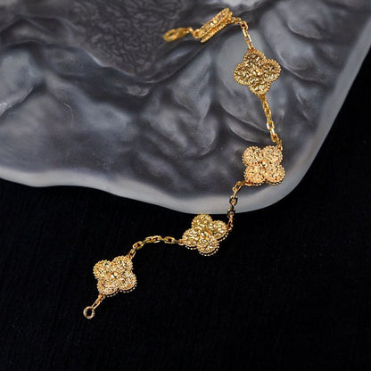 18K Celestial Rose Gold Five Motifs Clover Bracelet