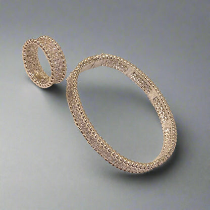 18K Celestial Perl̩e Diamonds 3 Row Ring