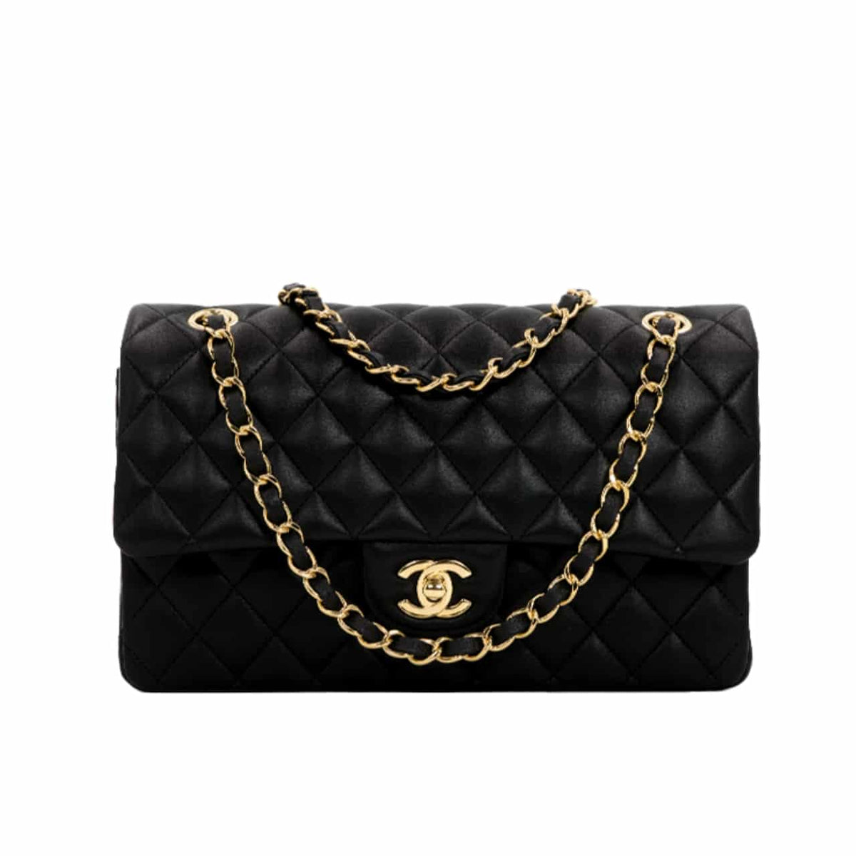 Classic Medium Smooth Leather Flap Bag Black 25cm Classic Bag