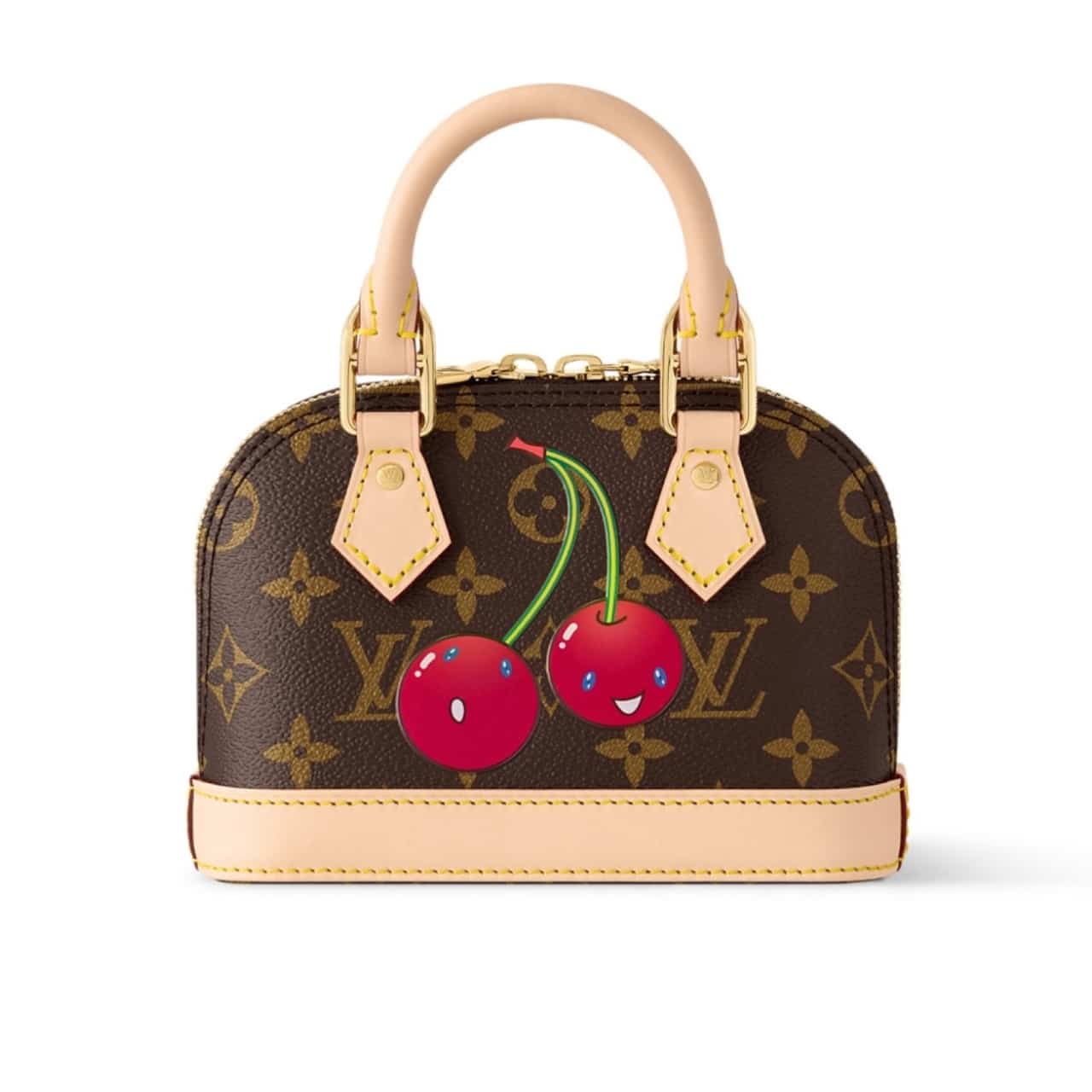 X Takashi Murakami Nano Alma Monogram Cerise Handle Bag Brown 16 Cm M13416 ALMA Bag