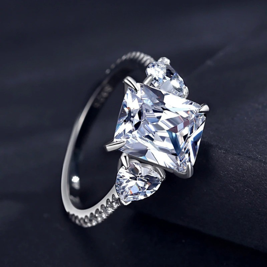 Luxury Rectangle Cut CZ Ring – 925 Sterling Silver