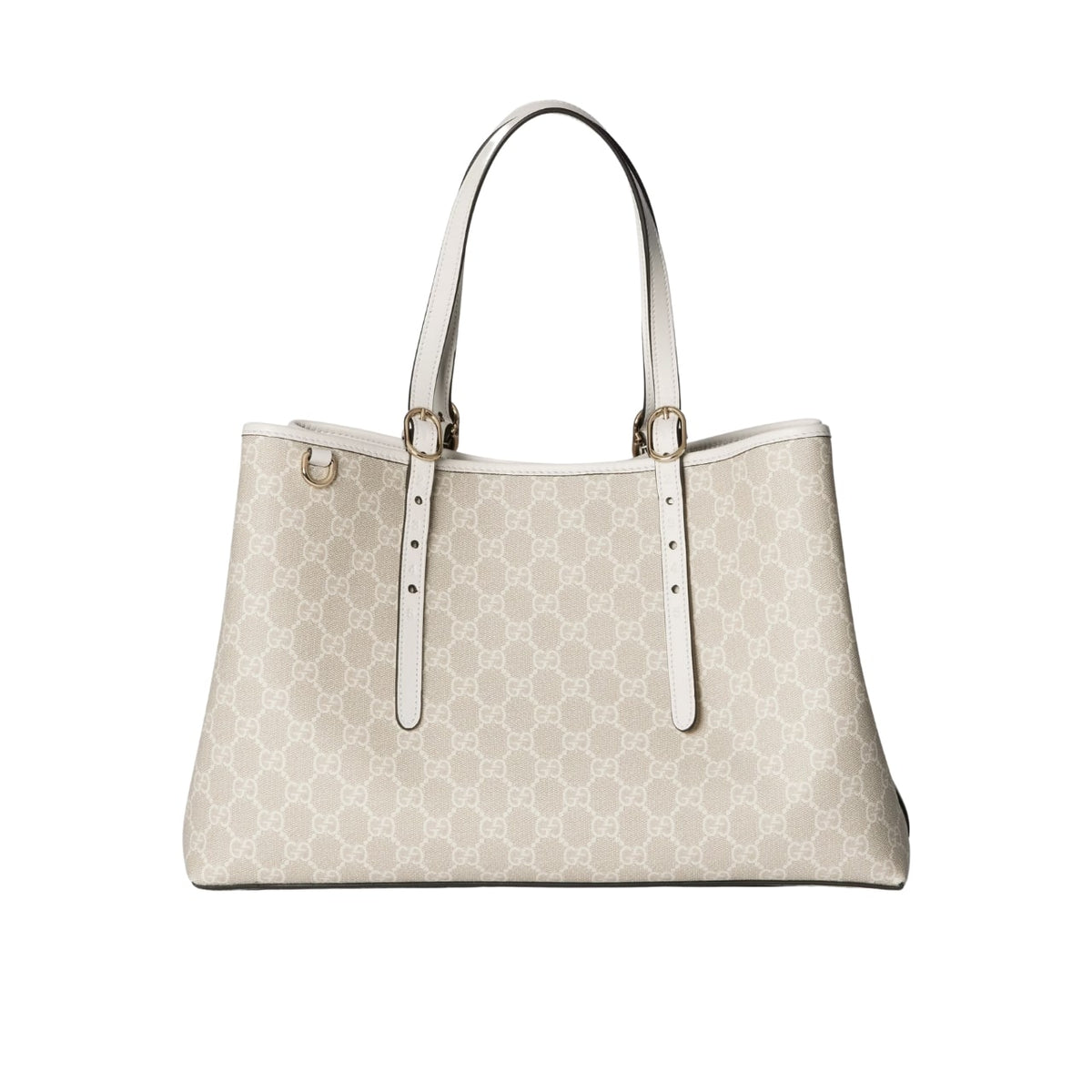 GG Emblem Large GG Monogram Canvas Tote Bag Beige And White 38cm 815213 FAD6l 9641 Emblem Bag