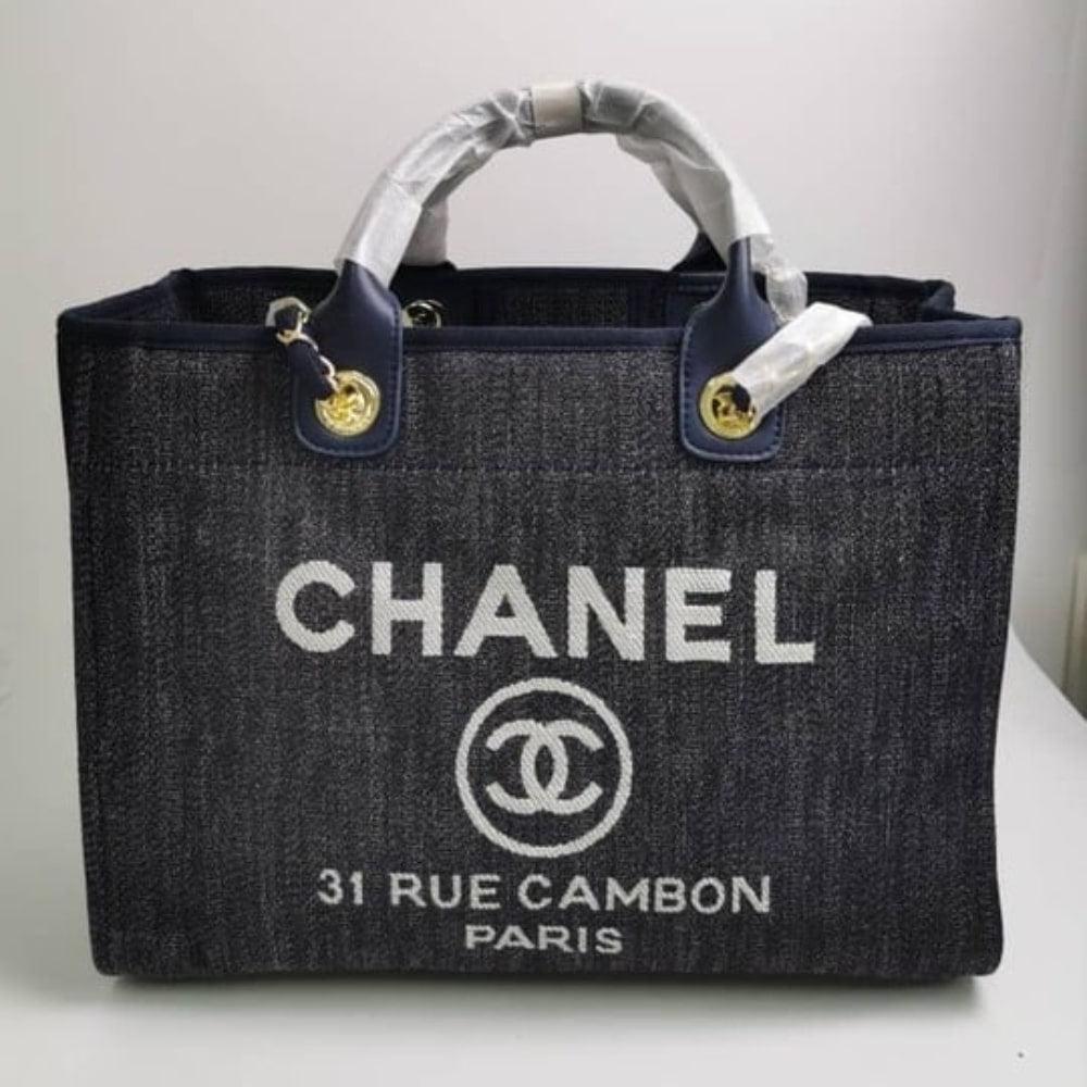 Deauville Medium Canvas Tote Bag Blue 38cm 22 New Collection Bag Deauville Bag