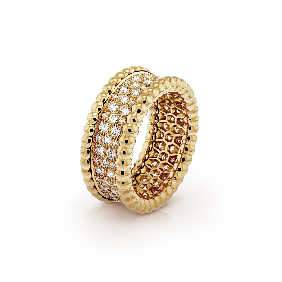 18K Celestial Perl̩e Diamonds 3 Row Ring