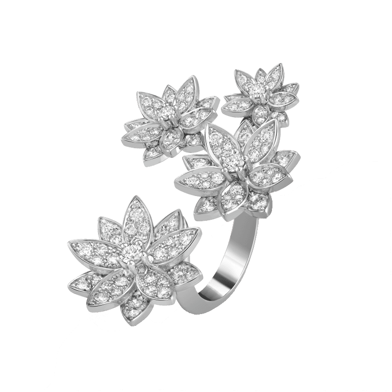 18K Celestial Lotus Four Flowers Ring