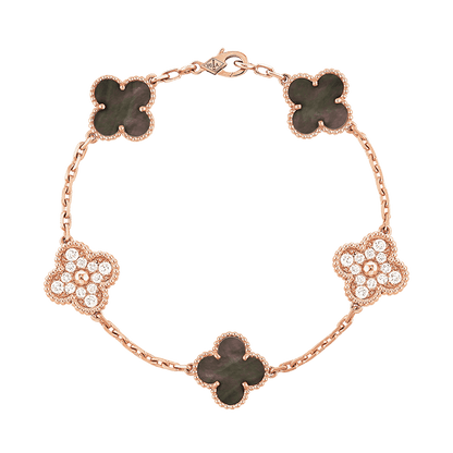 18K Celestial Vintage Alhambra Five Motifs Pearl Bracelet