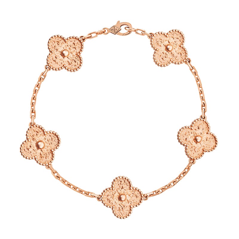 18K Celestial Rose Gold Five Motifs Clover Bracelet