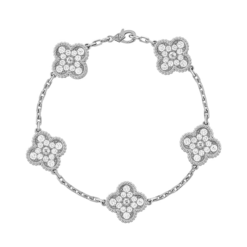 18K Celestial Vintage Alhambra Diamonds Clover Bracelet