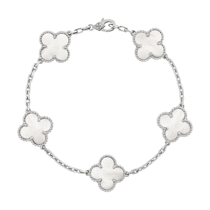 18K Celestial Vintage Alhambra Five Motifs Pearl Bracelet