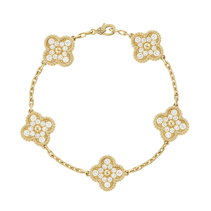 18K Celestial Vintage Alhambra Diamonds Clover Bracelet