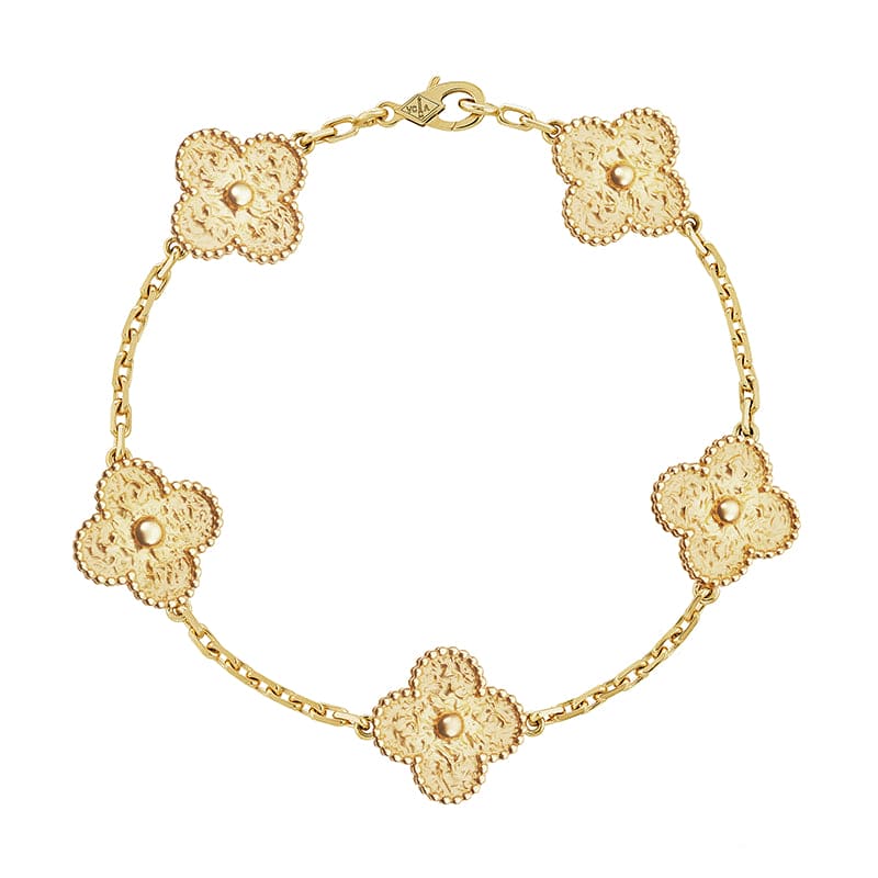 18K Celestial Yellow Gold Five Motifs Clover Bracelet