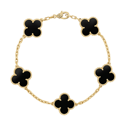 18K Celestial Vintage Alhambra Five Motifs Black Clover Bracelet