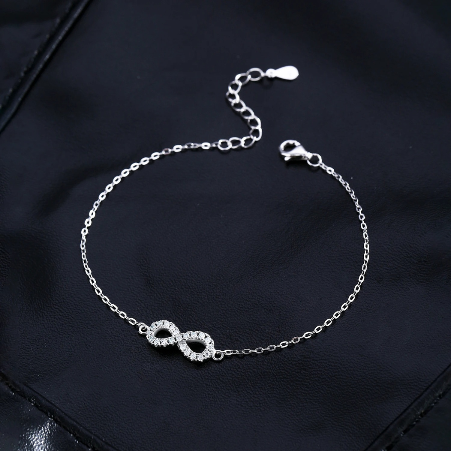 Elegant D Color Moissanite Infinity Bracelet – 925 Sterling Silver