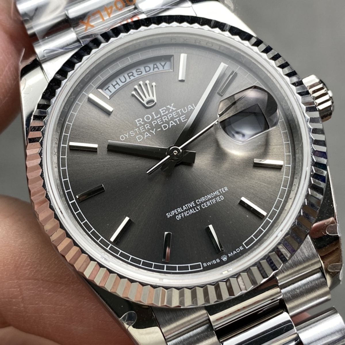 Regency Weekday 36 mm Weekday Fluted Bezel Silver Dial 128239 6433