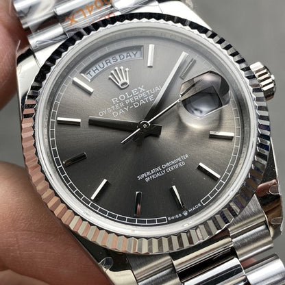 Regency Weekday 36 mm Weekday Fluted Bezel Silver Dial 128239 6433