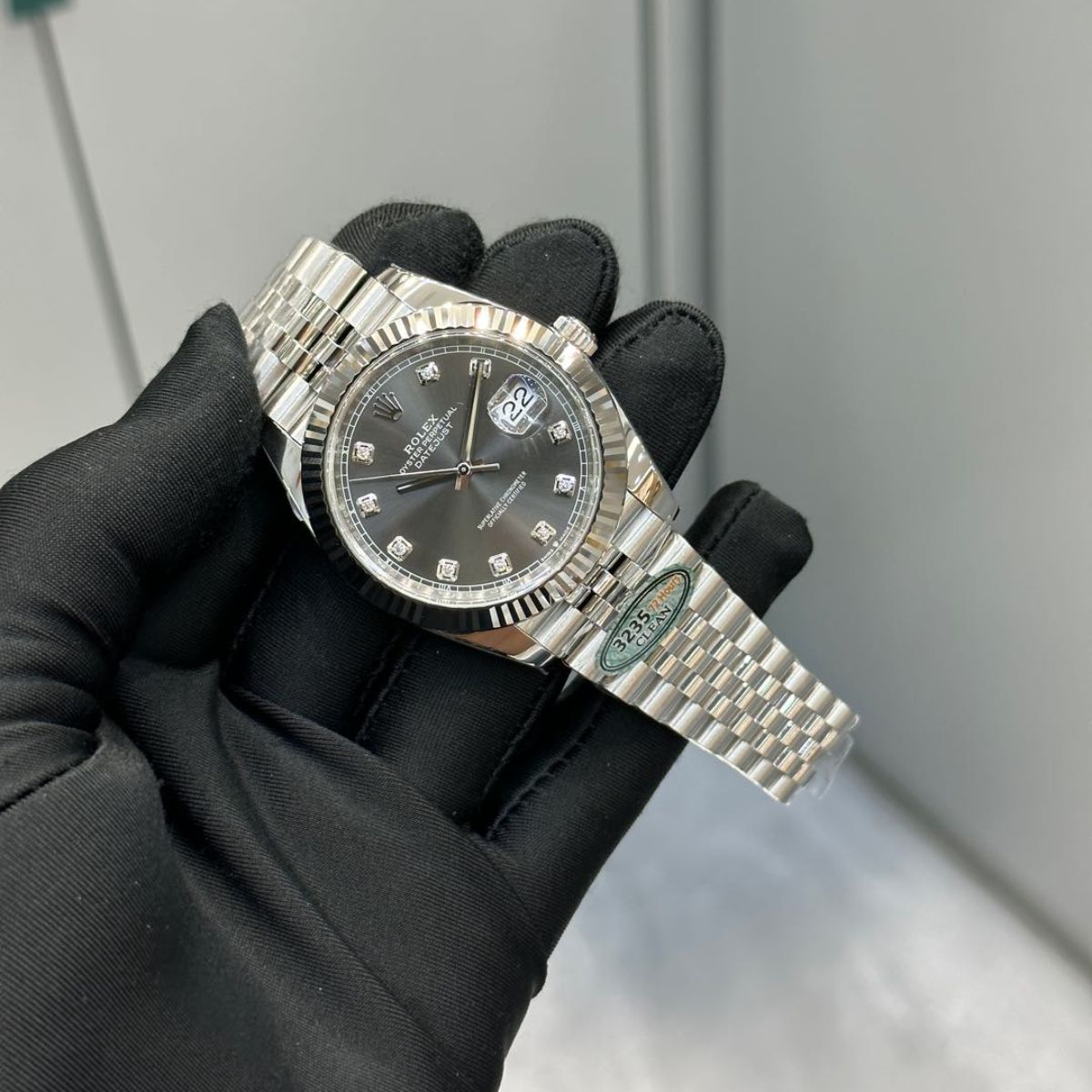 Regency Classic Date 41 mm Five-Link Fluted Bezel Slate Dial 126334 6895
