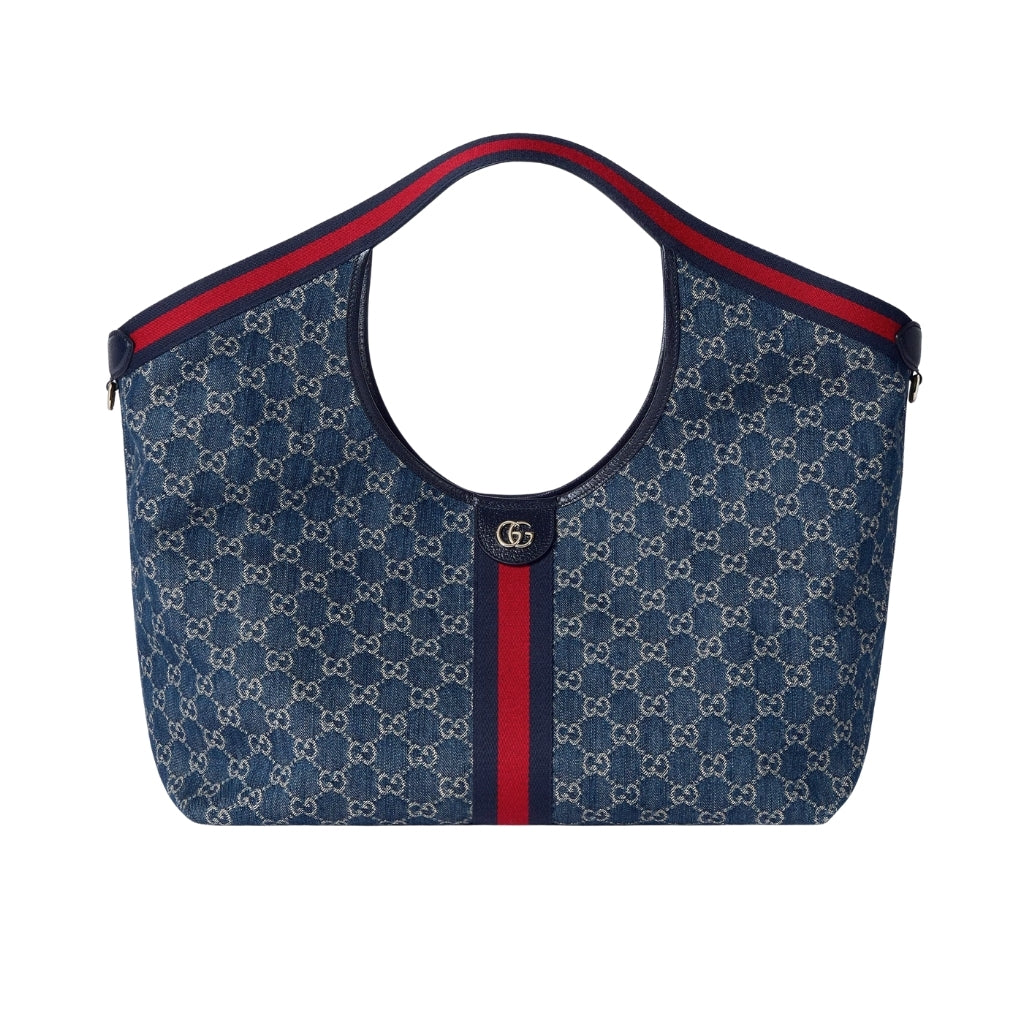 Giglio Large GG Denim Tote Bag Blue And White 60cm ‎853971 FAFFQ 8864 Giglio Bag