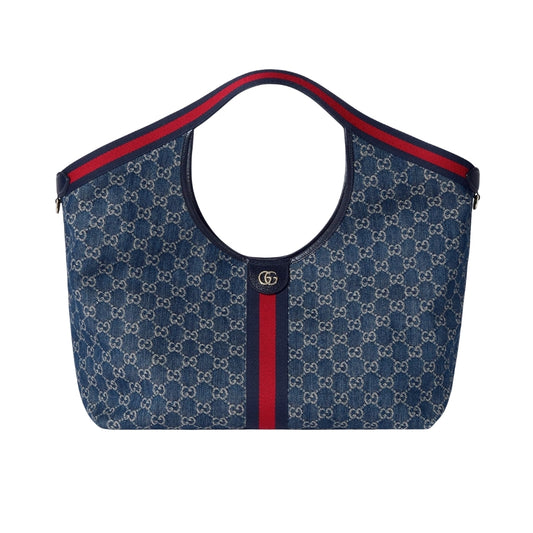 Giglio Large GG Denim Tote Bag Blue And White 60cm ‎853971 FAFFQ 8864 Giglio Bag