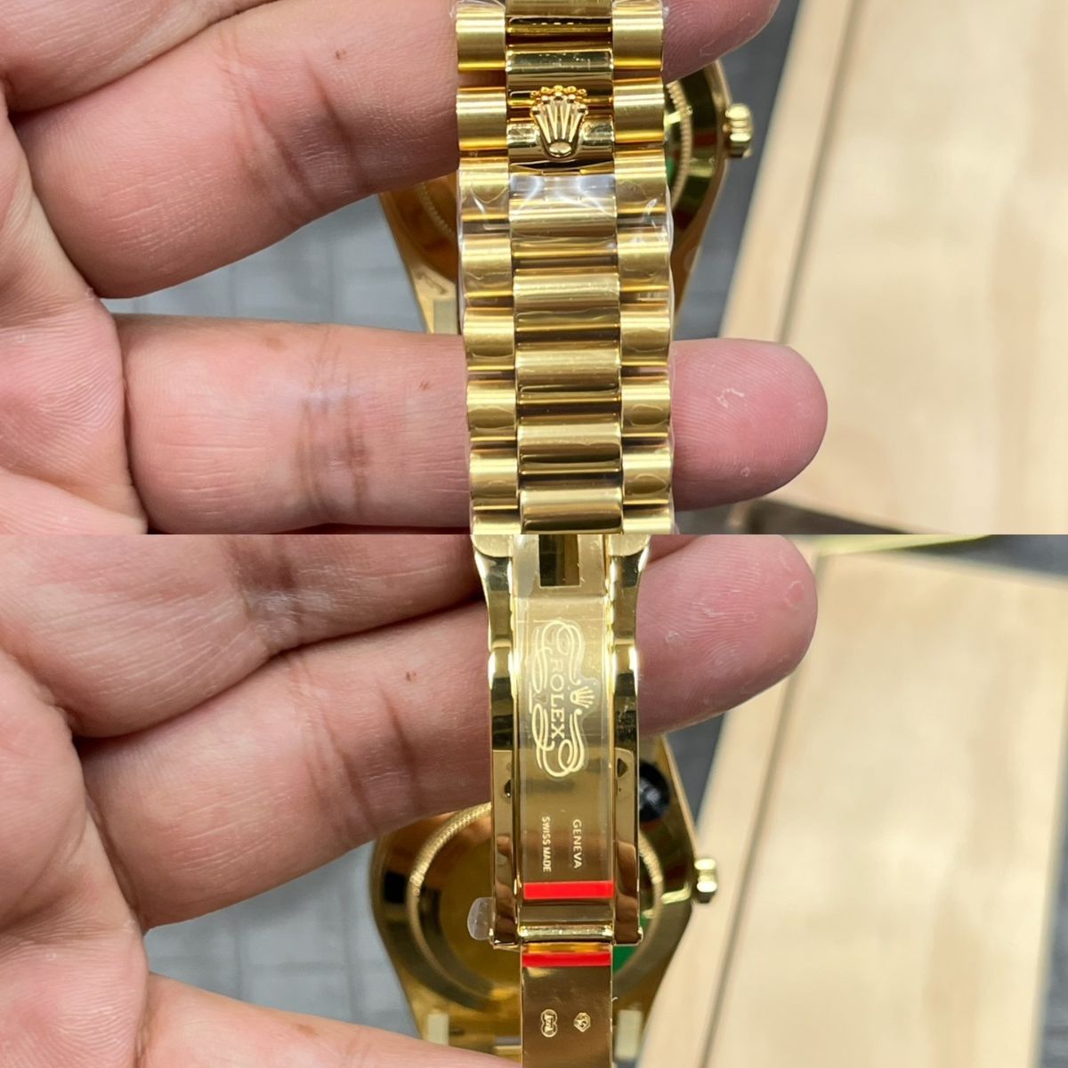 [Super Clone] Regency Weekday 40 mm Weekday Brilliant diamond set Bezel Champagne colour set with diamonds Dial 228348RBR 9136