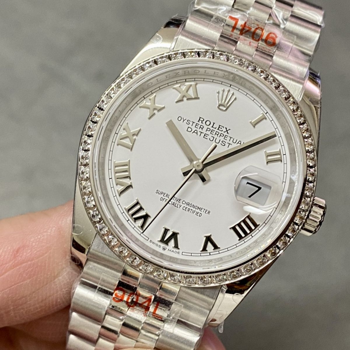 [Super Clone] Regency Classic Date 36 mm Five-Link Brilliant diamond set Bezel White Dial 126284RBR 1397