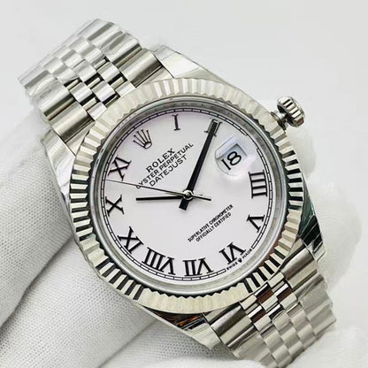 Regency Classic Date 36 mm Five-Link Fluted Bezel White Dial 126234 3757