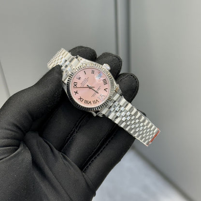 Regency Classic Date 31 mm Five-Link Fluted Bezel Pink set with diamonds Dial 278274 8392