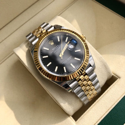 Regency Classic Date 41 mm Five-Link Fluted Bezel Bright black Dial 126333 4788