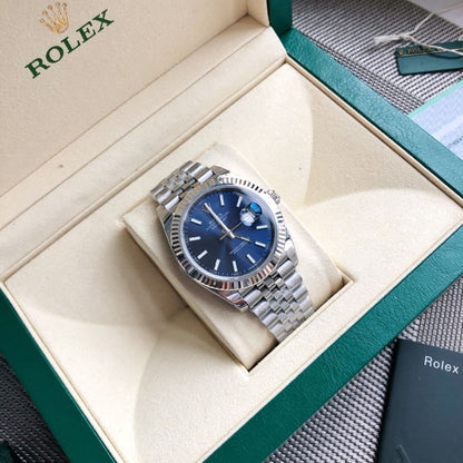 Regency Classic Date 41 mm Five-Link Fluted Bezel Bright blue Dial 126334 7483