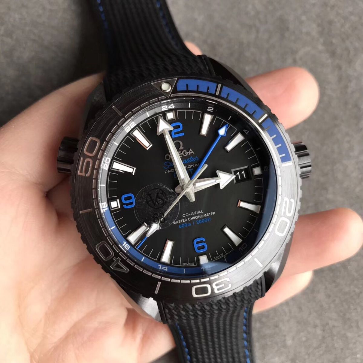 Celestial Ocean Diver 600M Traveller Deep Black 46mm Black Ceramic On Rubber Strap Black Dial 2075