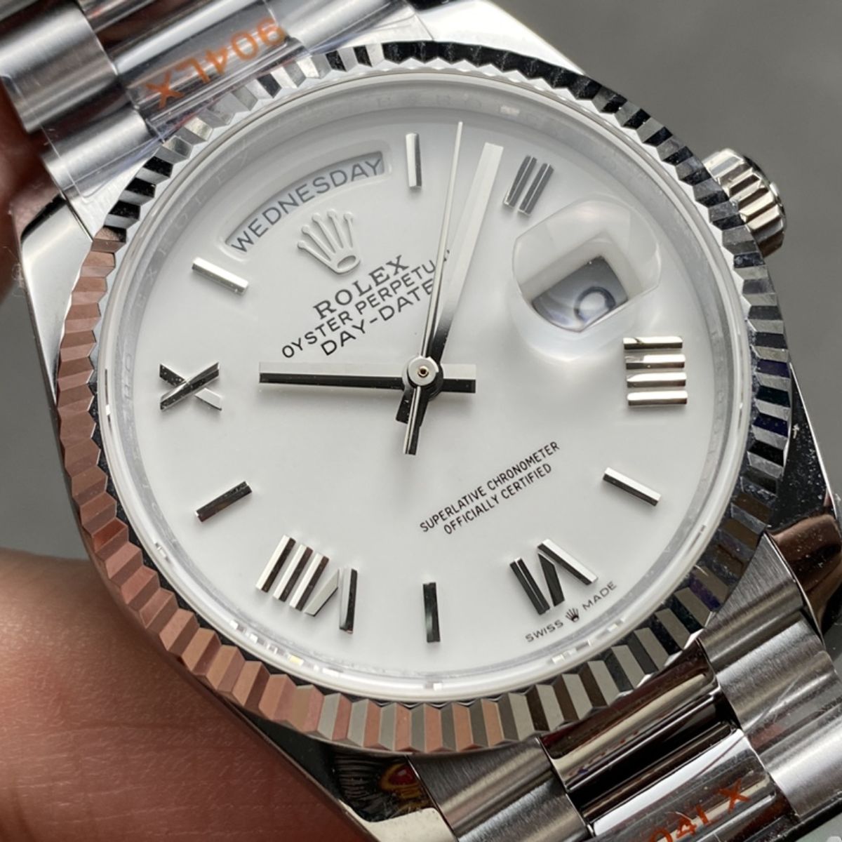 [Super Clone] Regency Weekday 36 mm Weekday Fluted Bezel White Dial 128239 6606