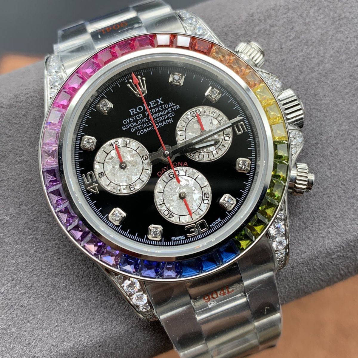 [Super Clone] Regency Racing Chronograph 40 mm Timelesssteel Rainbow Bezel Panda Dial 3990