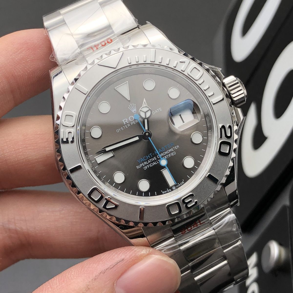 [Super Clone] Regency Marine Master 37 mm Timeless Silver Bezel Slate Dial 268622 9665