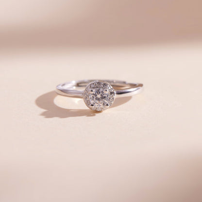 ELVORIA 5mm Moissanite Ring GRA ELVDA104 – Platinum Plated 925 Sterling Silver (Adjustable)