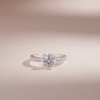 ELVORIA 6mm Moissanite Engagement Ring GRA ELVDA24 – 925 Sterling Silver