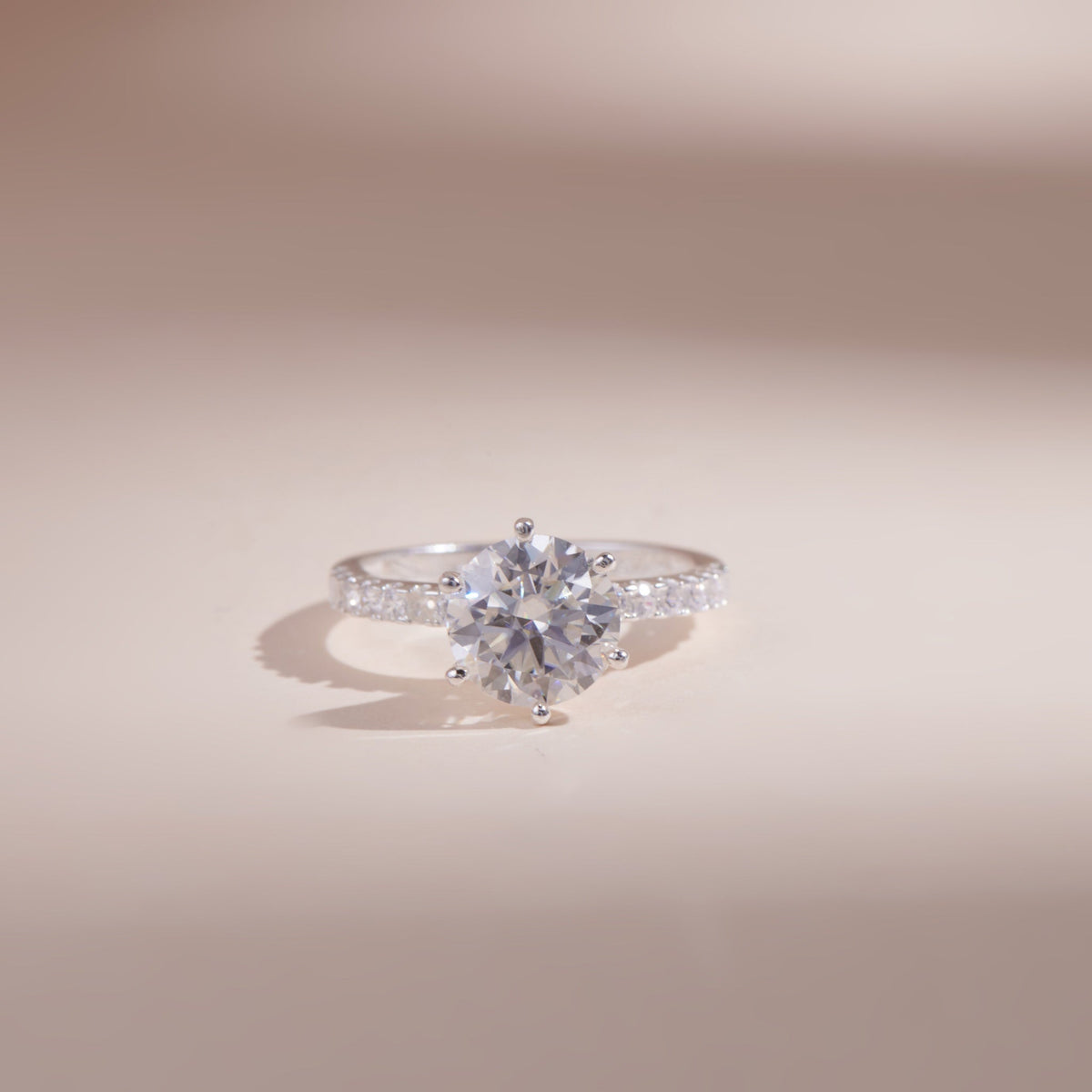 ELVORIA 8mm Moissanite Ring GRA ELVDA23 – Platinum Plated 925 Sterling Silver