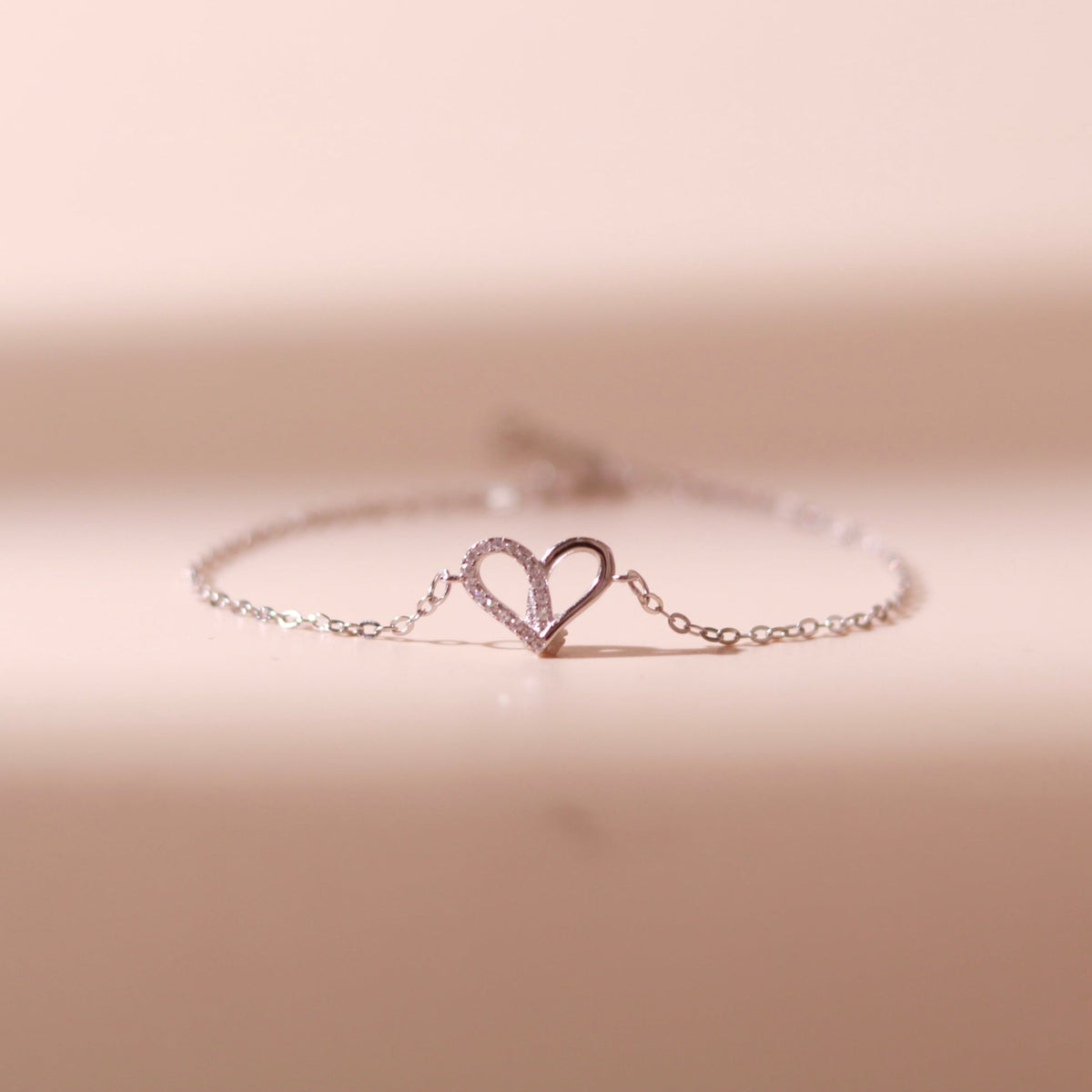 ELVORIA Narci Open Heart Bracelet – Rose Gold & Platinum Plated 925 Sterling Silver