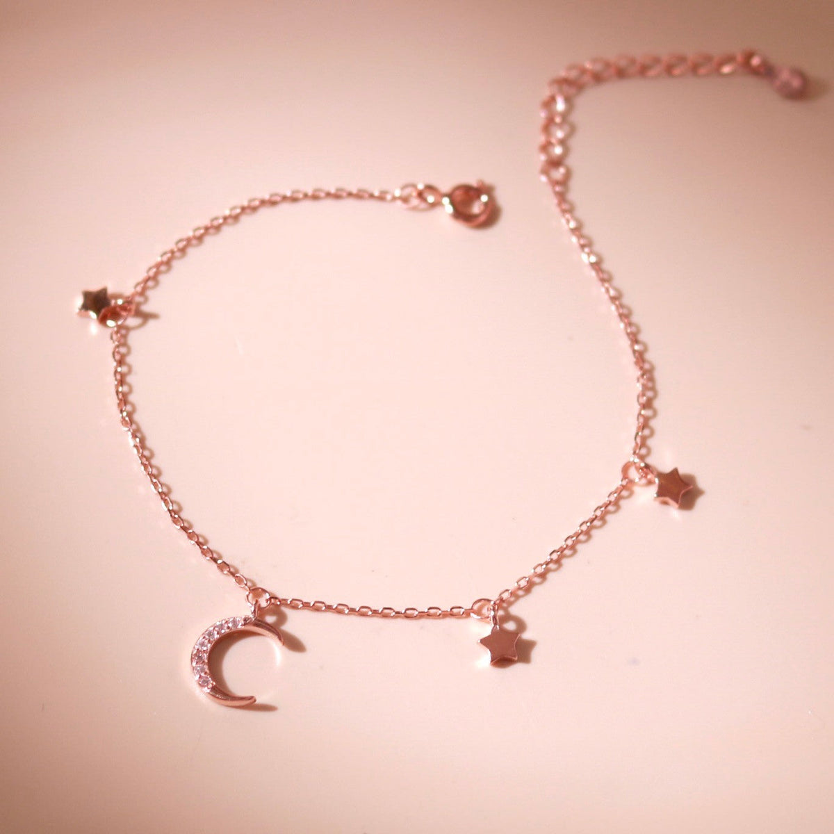 ELVORIA Luna Moon Bracelet – Rose Gold & Platinum Plated 925 Sterling Silver