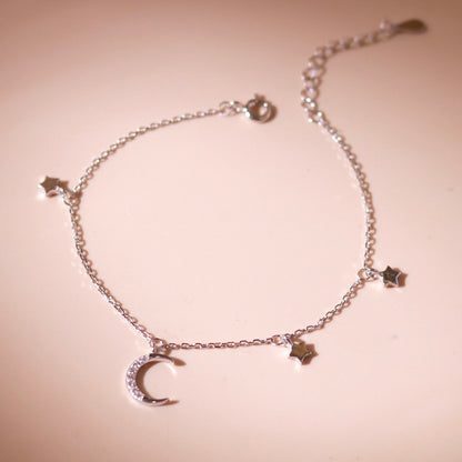 ELVORIA Luna Moon Bracelet – Rose Gold & Platinum Plated 925 Sterling Silver