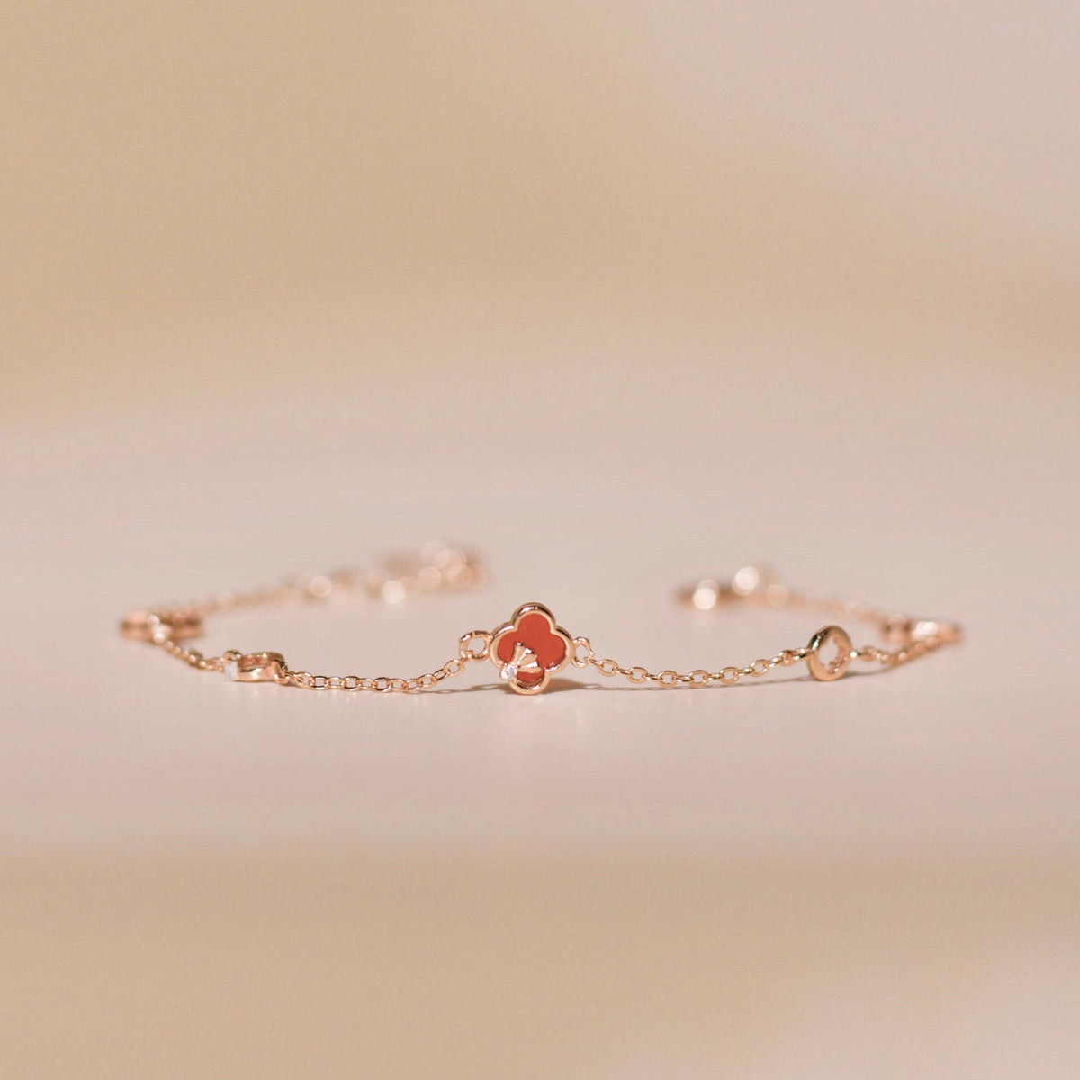 ELVORIA Cindy Modern Clover Bracelet – Rose Gold & Platinum Plated 925 Sterling Silver
