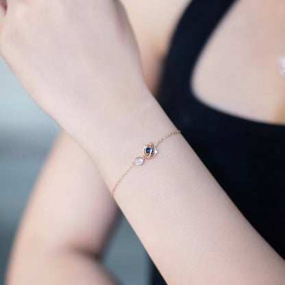 ELVORIA Eirlys Planet Bracelet – Rose Gold & Platinum Plated 925 Sterling Silver