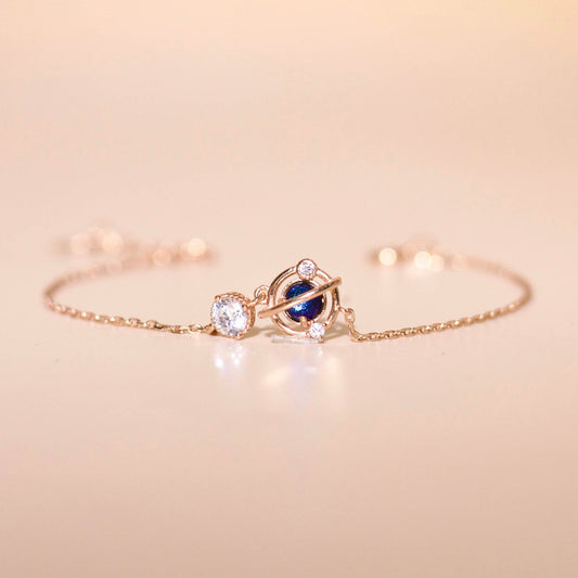 ELVORIA Eirlys Planet Bracelet – Rose Gold & Platinum Plated 925 Sterling Silver