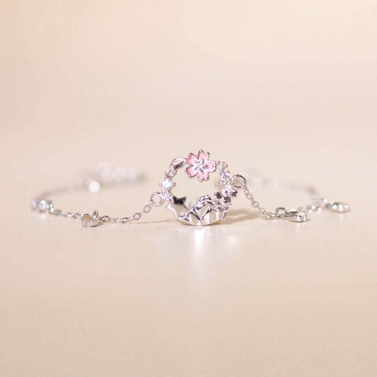 ELVORIA Cherry Bloom Bracelet – Rose Gold & Platinum Plated 925 Sterling Silver