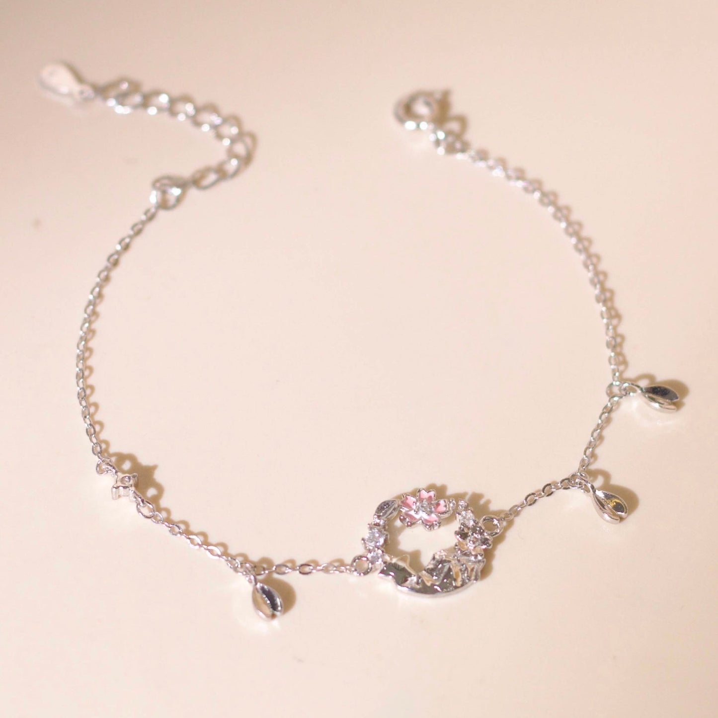 ELVORIA Cherry Bloom Bracelet – Rose Gold & Platinum Plated 925 Sterling Silver
