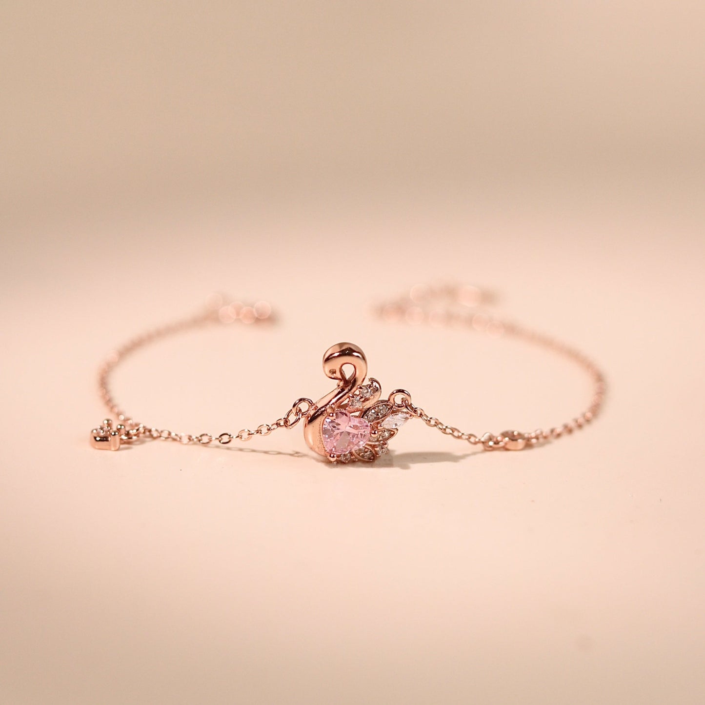 ELVORIA Fiona Swan Bracelet – 18K Rose Gold Plated 925 Sterling Silver