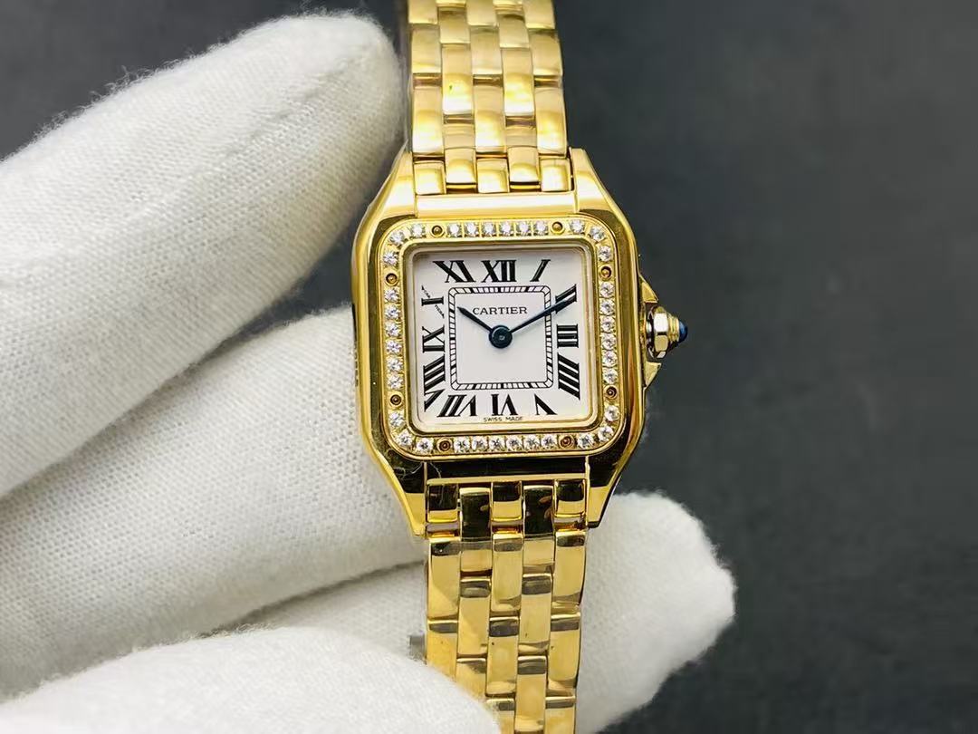 Unworn wrist watch Panthère de wrist watch, Stainless Steel, 18k Rose Gold and Diamonds, 22mm x 30mm, Ref# W3PN0019, box and papers